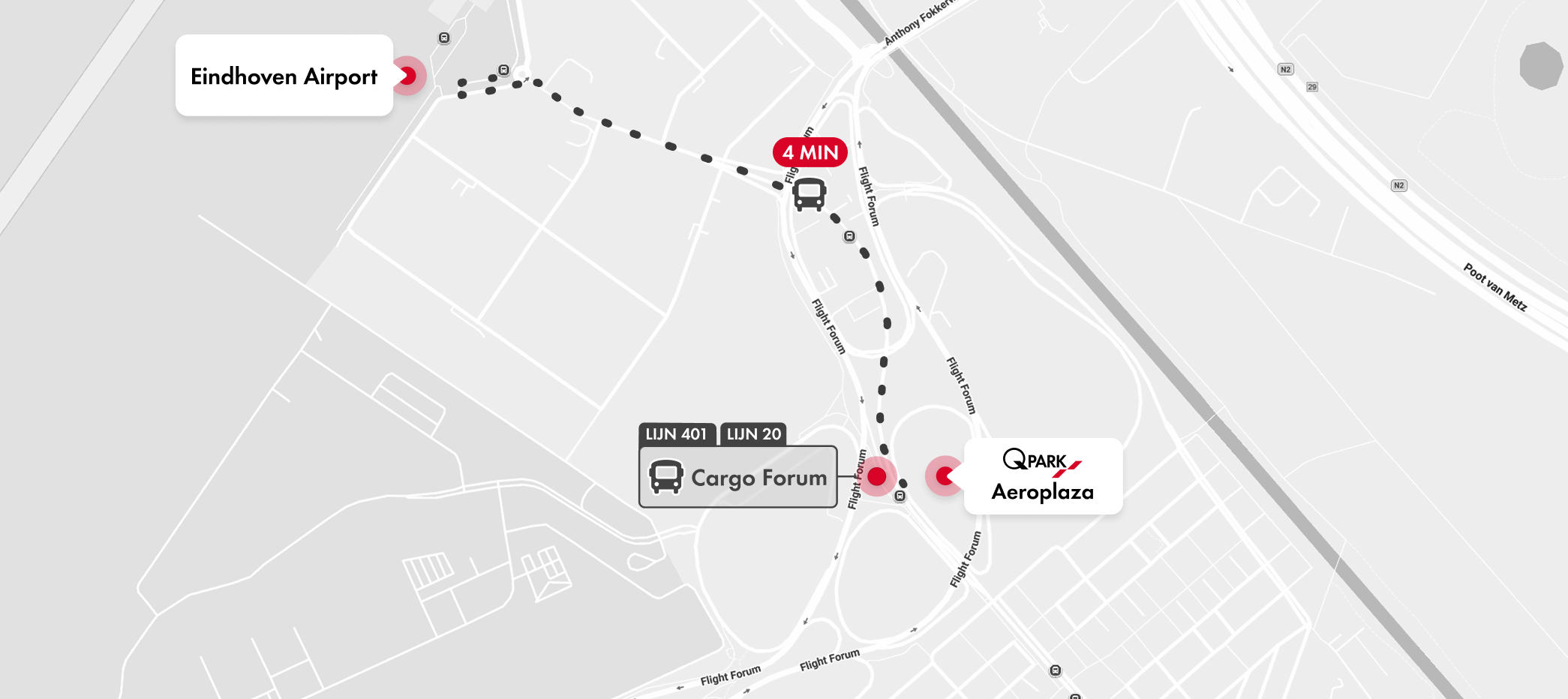 OV route Q-Park Aeroplaza Eindhoven