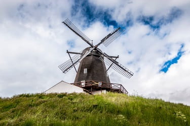 Grenå mill seen with the cloudy sky in background