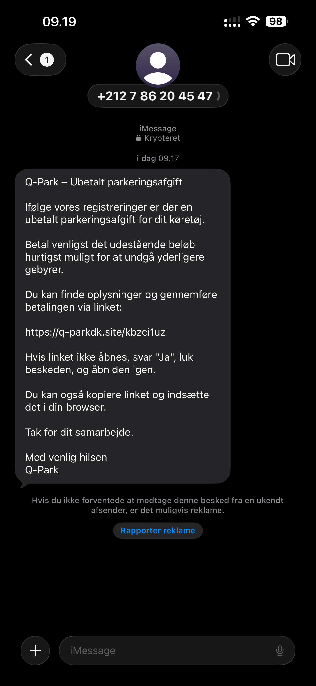 Smishing eksempel 101
