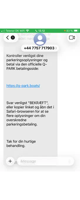 Smishing example - qpark app 93