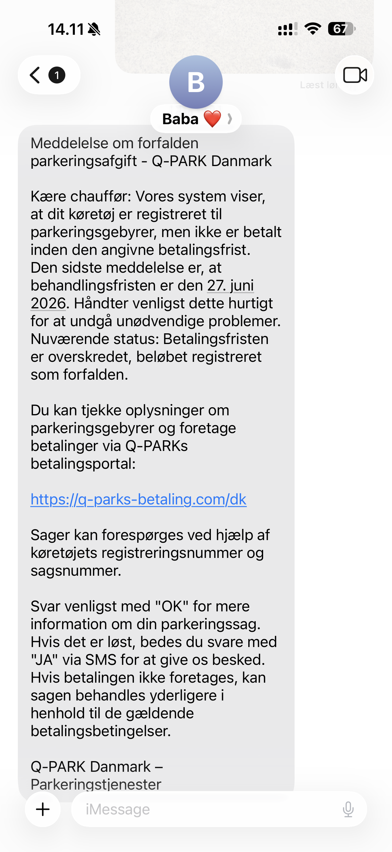 Eksempel på falsk sms 