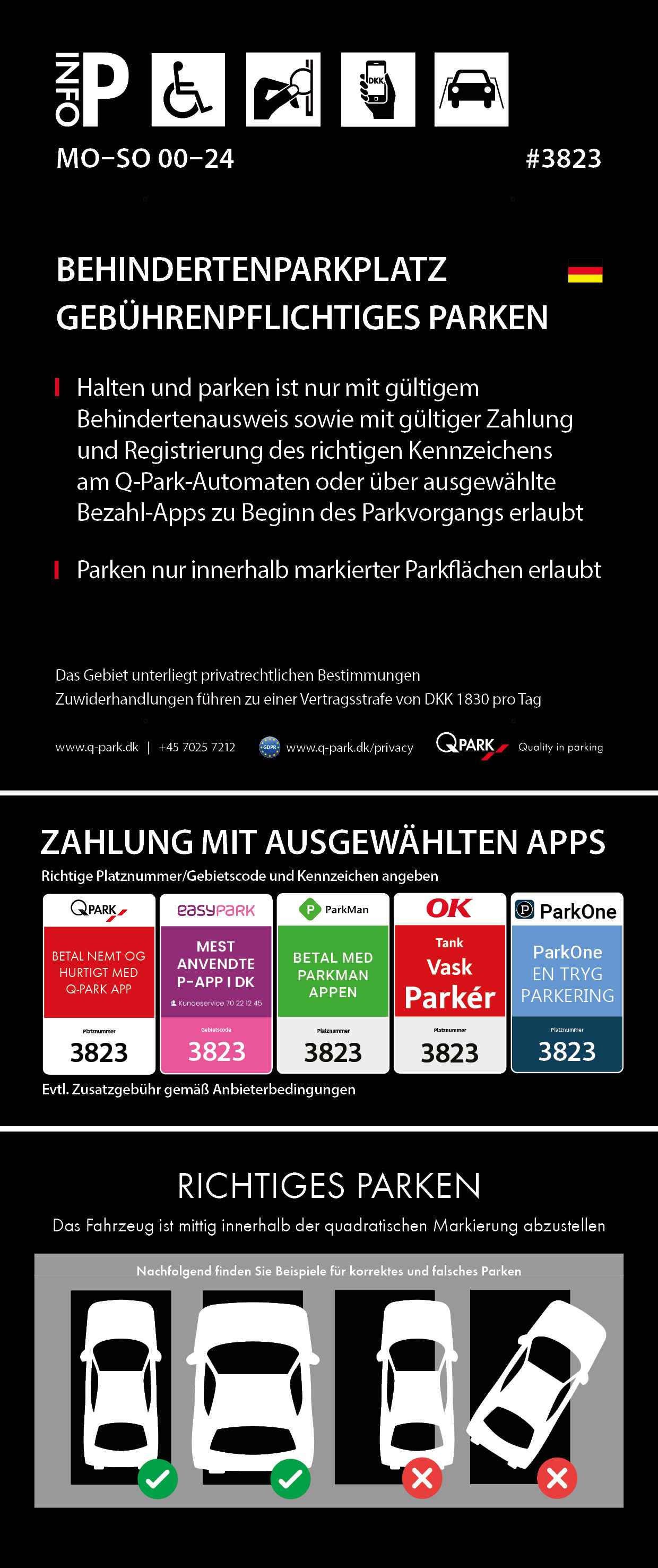 Behindertenparkplatz regeln Odense City 