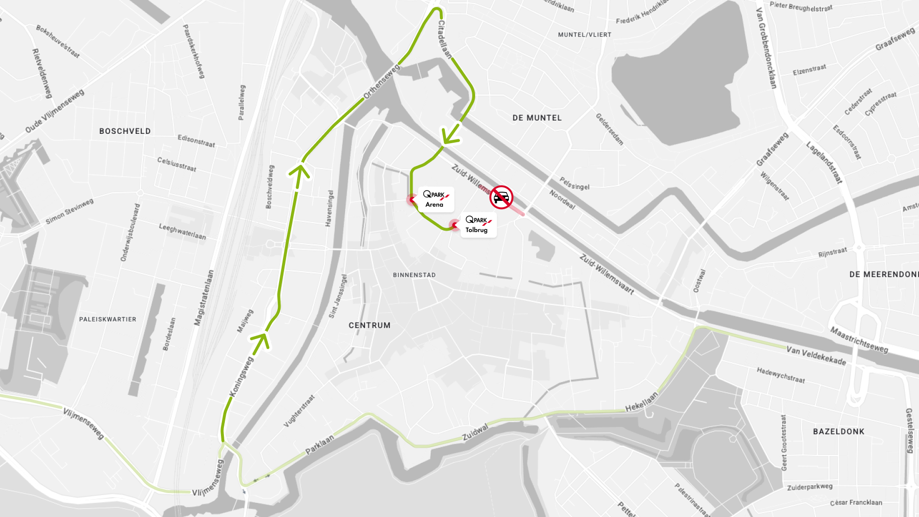 Omleiding Den Bosch Zuidwillemsvaart - Q-Park bereikbaar